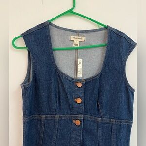 Madewell Indigo Denim Button-Front Sleeveless Dress
